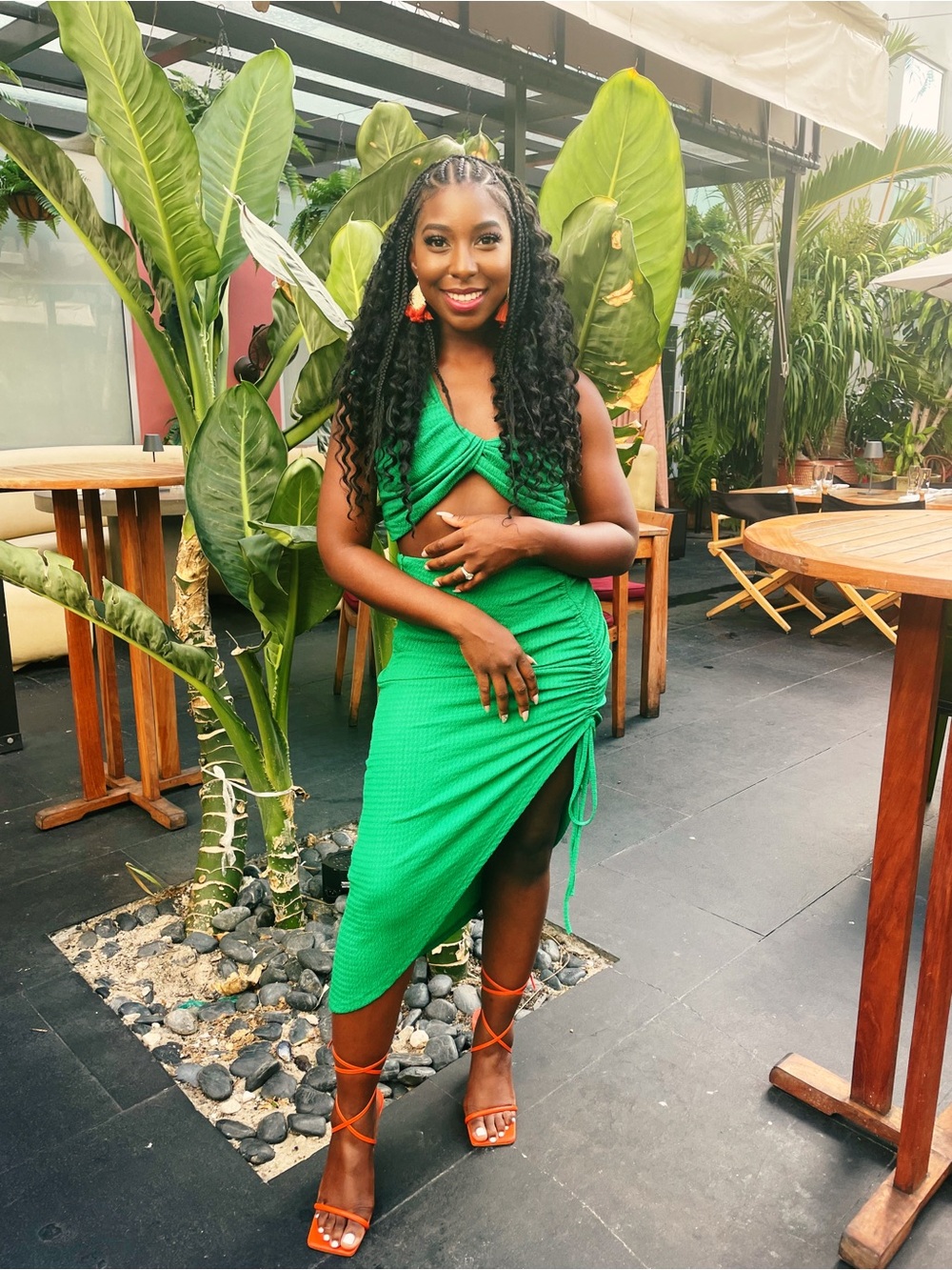 SHEIN Green Ruched Cutout Two Piece Set
